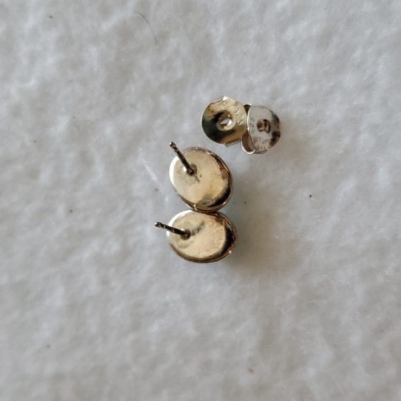 Sterling and Turquoise Studs Oval - Picture 3 of 3